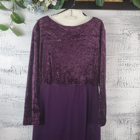 Vintage 90s Dana Scott Purple Velvet Midi Dress Sz 6-8 Witchy Gothic Romantic - Picture 7 of 10